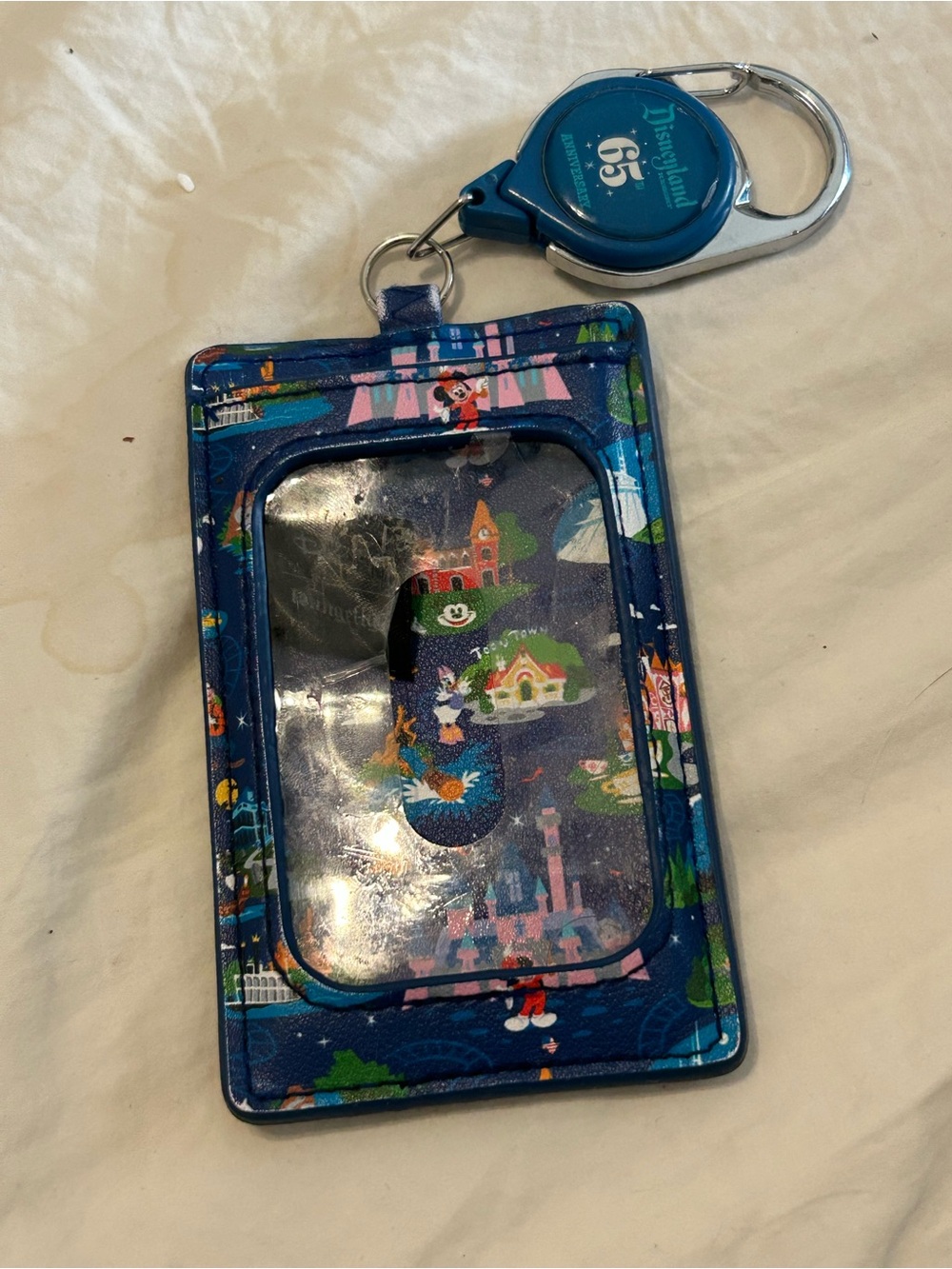 Disney 65th Anniversary Loungefly Card Holder Rides With Retractable String
